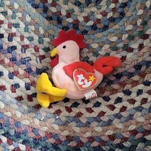 Ty Plush Rooster - Red, Yellow, Soft Pink